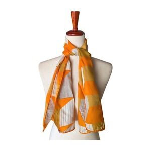 Vintage Scarves by Vera Orange Geometric Op Art Silk Blend Scarf Made‎ in Japan
